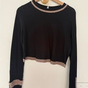 FP Movement by Free People Black and Tan Crop Sweater